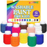 EXTRIC washable paint 12-color set showcases vibrant pigments for kids.
