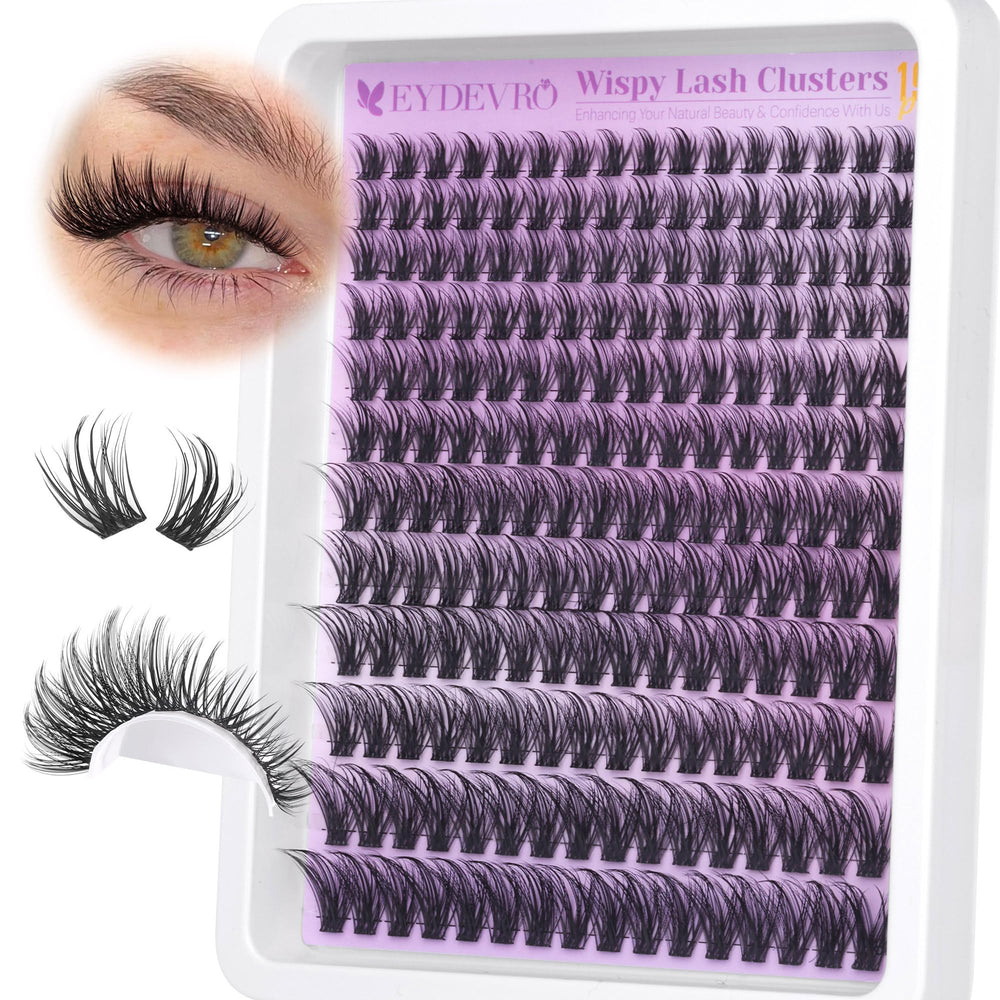 EYDEVRO wispy lash clusters on tray for natural look