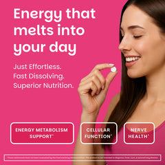 EZ Melts dissolving tablets on tongue—quick-dissolve convenience.