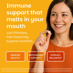 EZ Melts Vitamin C tablets dissolving on tongue for fast absorption