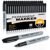 Ezzgol black permanent markers 40-pack front view for labeling projects