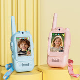 Fabeto Walkie Talkie Video 2 Pack front view in pink and blue for outdoor play