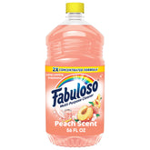 Fabuloso 2X Peach bottle showcasing long-lasting fragrance for versatile surface cleaning