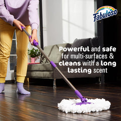 Fabuloso cleaning-action spray shows versatile use on various surfaces.