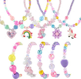 Faburo 10-piece kids jewelry set with necklaces and bracelets for dress-up fun