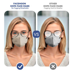 FACEMOON KN95 with adjustable nose clip for secure, comfortable fit
