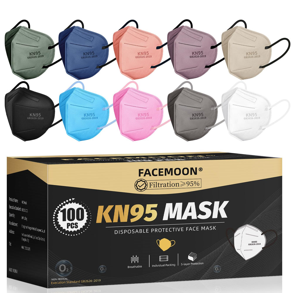 FACEMOON KN95 mask pack 100-count for daily protection during commutes