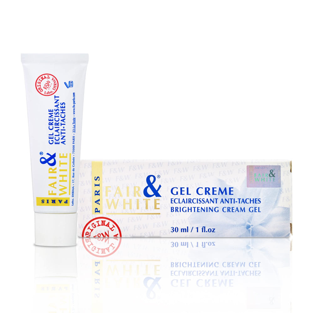 FAIR & WHITE Original gel cream bottle showing 30ml size for targeted brightening.