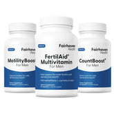 Fairhaven Health FertilAid for Men bottle caps showing daily fertility support