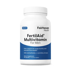Fairhaven Health FertilAid for Men bottle with capsules for daily fertility support