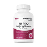 Fairhaven Health FH Pro for Women bottle close-up highlighting fertility support nutrients