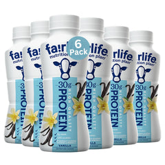 FairIife Nutrition Plan vanilla high protein shake in a six-pack, 30g protein per serving for on-the-go nutrition