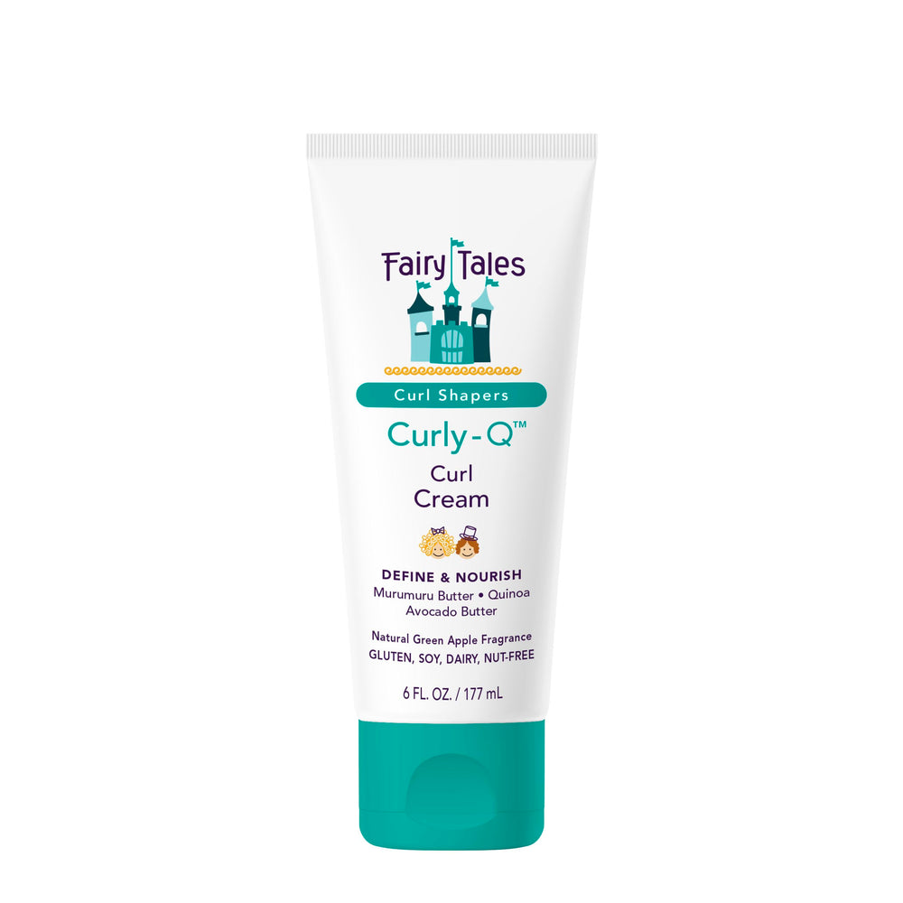 Fairy Tales Curly Q Kids bottle pour shows smooth cream for easy application and defined curls.