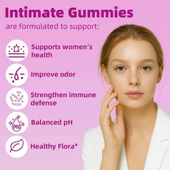 Faizalybova Her Juicy Probiotics gummies close-up with pineapple flavor.