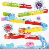 Fajiabao city car bath toy track assembly on a smooth surface for creativity.