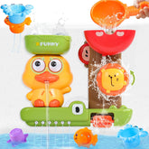 Fajiabao duck bath toy with rotating eyes and water spray for engaging bath play