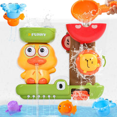 Fajiabao duck bath toy with rotating eyes and water spray for engaging bath play