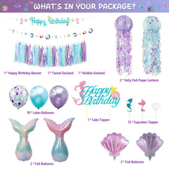 Family Pro tassel garland decorates walls with mermaid whimsy for a party.