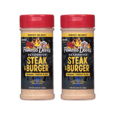 Famous Dave's steak & burger seasoning 2-pack front view enhances grilled flavor.