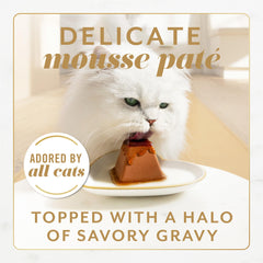 Fancy Feast Gems pate chicken with gravy; convenient portions for quick, easy feeding.