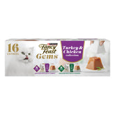 Fancy Feast Gems turkey pate mousse image emphasizes tender texture and protein-packed flavor.
