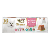 Fancy Feast Gems Pate Salmon with Gravy; premium flavor for feline meals.