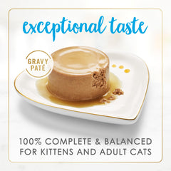 Fancy Feast Gravy Lovers pate in gravy close-up shows premium seafood flavor