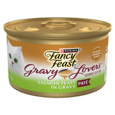Fancy Feast Gravy Lovers Salmon Feast Pate with Gravy, inviting real salmon flavor for cats.