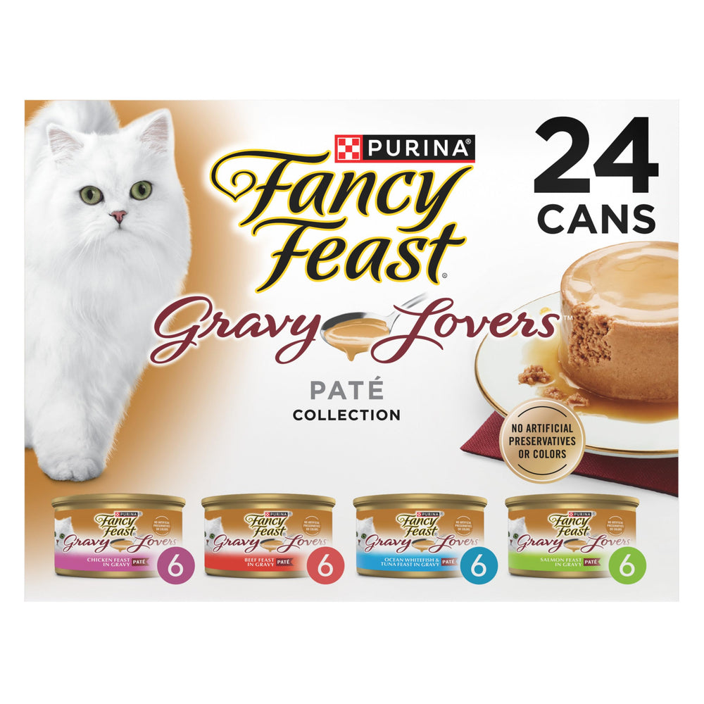 Fancy Feast Gravy Lovers beef pate with gravy for a savory adult-cat meal.