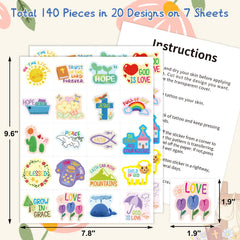 Fancy Land tattoo sheets featuring cross and heart designs for safe, temporary body art.