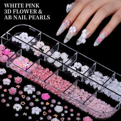 FANDAMEI colorful mixed gems and metal studs for bold, customizable nail designs