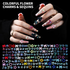 Fandamei Hawaiian floral nail jewels add tropical flair and sparkle.