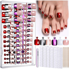 Fandamei press-on toenails kit with six colors for quick stylish nails.