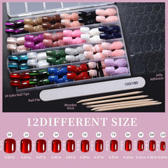 Fandamei short round nails set of 576 pieces for easy wear