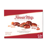 Fannie May Pixies milk chocolate caramel pecan bite, premium treat.