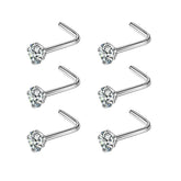 Fansing L-shape nose ring with 3mm CZ diamond, secure fit for nostrils.