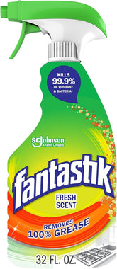 Fantastik all-purpose cleaner bottle with trigger for quick kitchen grease removal