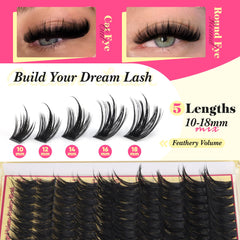 FANXITON D-Curl Textured Lash Clusters 12mm define curl and dimension