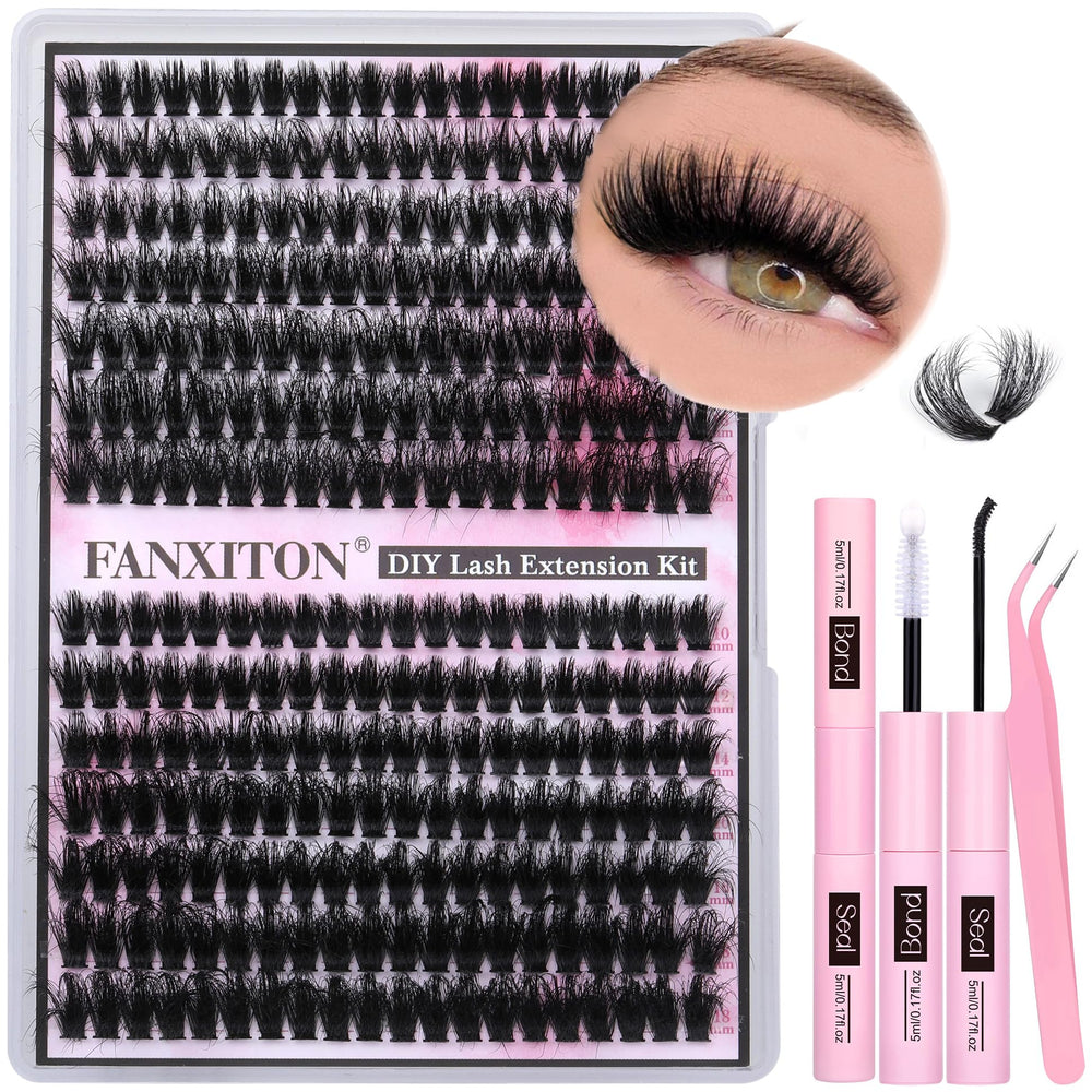 FANXITON lash clusters kit 280 pcs for bold, DIY lash looks.