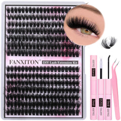 FANXITON lash clusters kit 280 pcs for bold, DIY lash looks.
