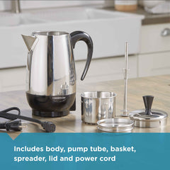 Farberware delivers about a cup per minute for quick coffee.