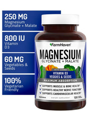 FarmHaven Magnesium Complex capsules close-up showing smooth vegetarian capsules