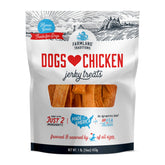 Farmland Traditions Dogs Love Chicken Jerky pack with protein-rich treats for training rewards.