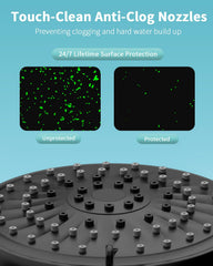 FASDUNT shower head with on/off pause for easy water control during baths.