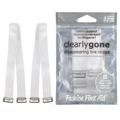 Fashion First Aid clear bra straps with matte finish for discreet support.