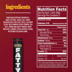 Fatty Meat Sticks Grass-Fed Beef image showcases premium ingredients and protein appeal.