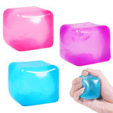 FauKait pink stress cube close-up, discreet tactile relief in hand.