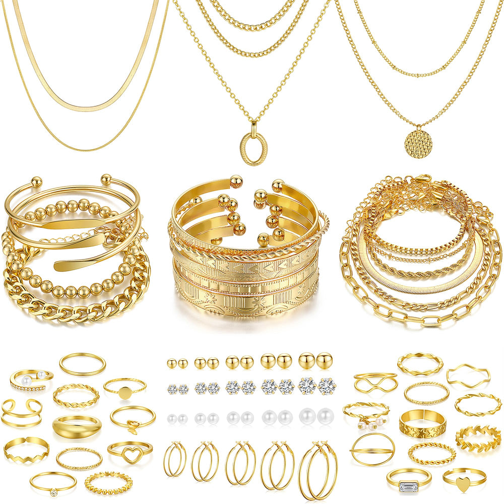 FAXHION 68-piece gold jewelry set necklaces—versatile pieces for daily wear and special occasions
