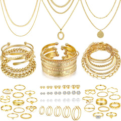 FAXHION 68-piece gold jewelry set necklaces—versatile pieces for daily wear and special occasions