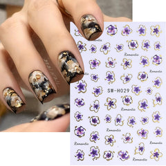 FBABFBUO floral petal decals summer design ideal for quick party-ready nails